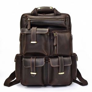 Handmade Multi Pockets Genuine Leather Backpack