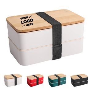 Double Bento Lunch Box With Bamboo Lid