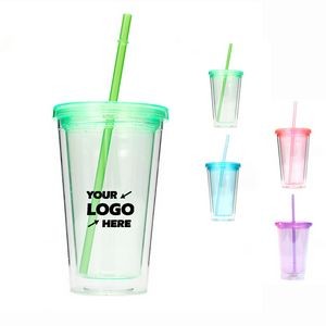 16Oz. Acrylic Tumbler With Lid and Straw