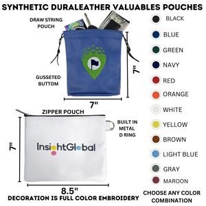 Leather Golf Valuables Pouch with Drawstring