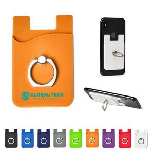 Silicone Card Holder w/Metal Ring Phone Stand