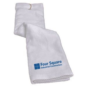 Turkish Trifold Golf White Towel 16"x25"