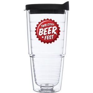 24 Oz. Clear Orbit Tumbler with Colored Lid & Straw Full Color Imprint