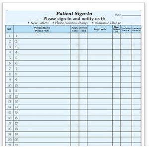 Confidential Patient Sign-In Forms - Blue