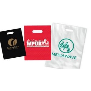 Small Die Cut Handle White or Clear Plastic Bags (1 Color Imprint)