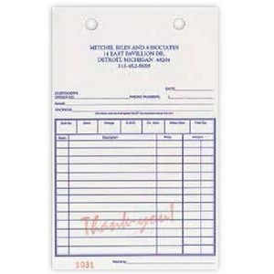 Red "Thank You" 3 Part Sales Register Forms (4"x 6½")