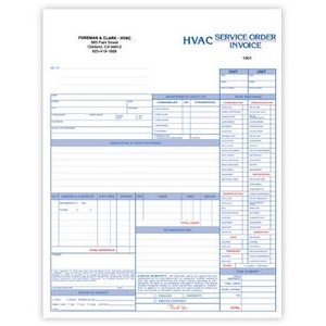 3 Part HVAC Service Order/Invoice Forms (8½"x 11")