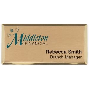 Full Color Gold Metallic Rectangle Name Badges (1½"x3")