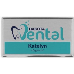 Full Color Silver Metallic Rectangle Name Badges (1"x3")