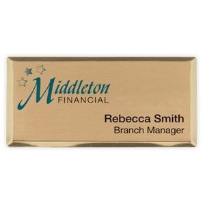 Full Color Gold Metallic Rectangle Name Badges (2"x3½")