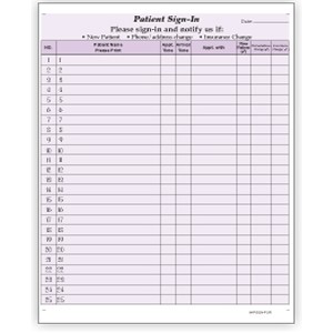 Confidential Patient Sign-In Forms - Purple