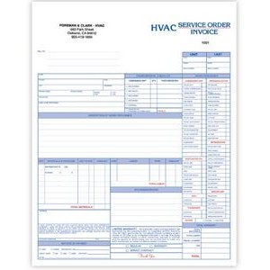 2 Part HVAC Service Order/Invoice Forms (8½"x 11")