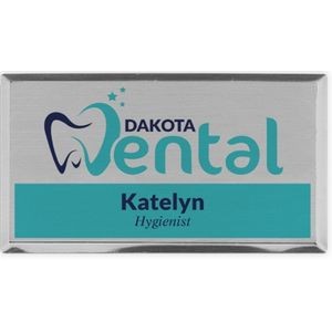 Full Color Silver Metallic Rectangle Name Badges (2"x3½")