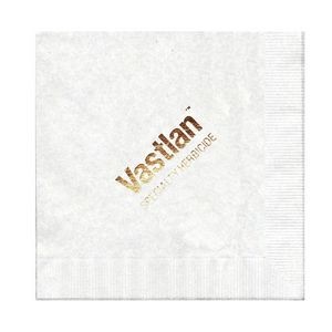 Foil Stamped 1 Ply White Luncheon Napkin