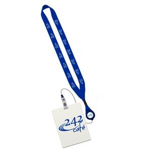 ¾" Polyester Lanyard w/Zip Cord Reel & 3"x4" Plastic Badge