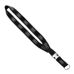 3/4" Imported Polyester Woven Lanyard W/ Plastic Metal Buckle
