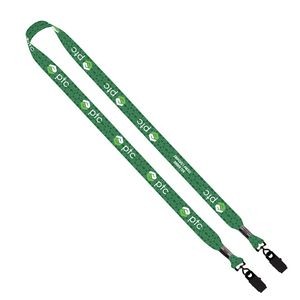 ¾" Recycled PET Dye-Sublimated Double-Ended Lanyard w/Metal Crimp & Bulldog Clip