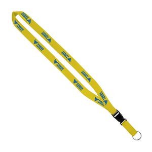 3/4" Imported Polyester Lanyard With Woven Ribbon And Plastic Slide Buckle
