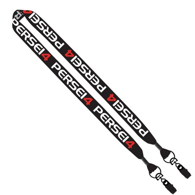 1" Double Ended Dye-Sublimated Lanyard With Metal Crimp & Metal Bulldog Clips