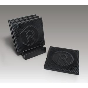 4-Pc Square Carbon Fiber-Textured Coaster Set w/Baase