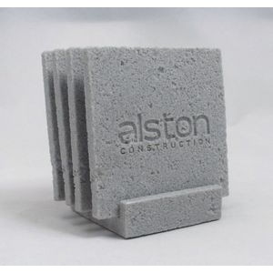 4-Pc Square Concrete-Textured Coaster Set w/Base