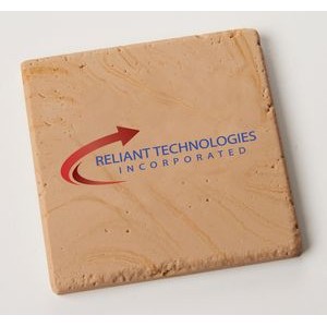 Square Travertine-Texture Coaster (UV Print)
