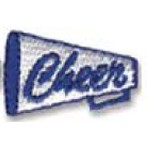Stock Embroidered Appliques - White/Blue Cheerleader Megaphone