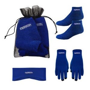 Winter Travel Kit w/Fleece Earband, Text Gloves & Fuzzy Socks