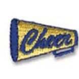 Stock Embroidered Appliques - Blue/Gold Cheerleader Megaphone