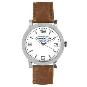 Pedre Distinction Men's Brown Strap Watch (White Dial)