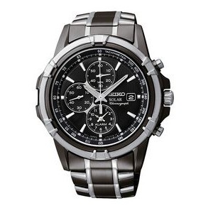 Men's Seiko Solar Black Ion Finish Chronograph Watch
