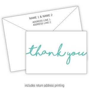 Wedding Thank You Card Flat with Printed Envelopes - 3.5x5