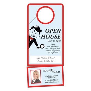 Door Hanger - 3.5x8 Laminated with Slit and Detachable Business Card - 14 pt.