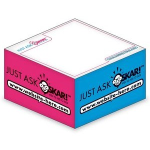 Sticky Note Cubes - 3.875x3.875x1.9375-3 Colors, 1 Side Design