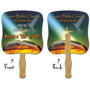 Religious Hand Fan - 7.375x7.75 Laminated - 14 pt.