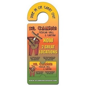 Door Hanger - 4x10.5 Extra-Thick UV-Coated (1S) w/Rounded Handle and Business Card Insert - 14 pt.