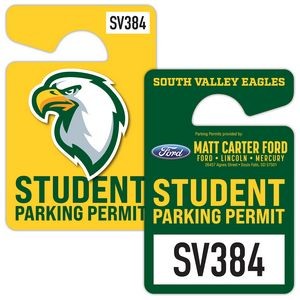 School Plastic Hang Tag / Parking Permit- 3x4.5 - UV Coated (1S)