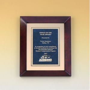 Cherry Finish Frame w/ Sapphire Marble & Gold Florentine Plate (12"x15")