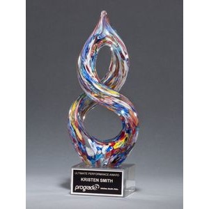 Helix-Shaped Multi-Color Art Glass Award