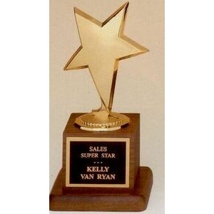 Modern Star Metal Casting Award on Walnut Finished Base (3 1/2"x6 3/4")