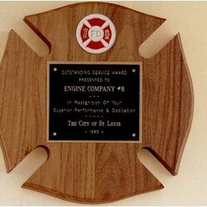 Firefighter Star Shaped Plaque w/ Brass Engraving Plate (10"x10")