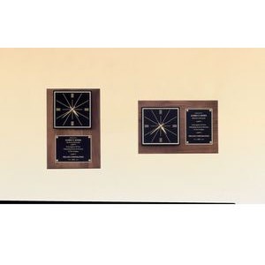 American Walnut Quartz Clock w/ Engraving Plate (12