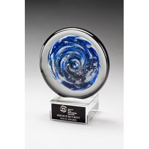 Blue and White Disc Art Glass Award