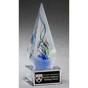 Arrow Shaped Art Glass Award with Frosted Glass Accent & Clear Glass Base
