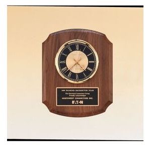 American Walnut Wall Clock w/ Diamond Spun Bezel (10 1/2"x13")