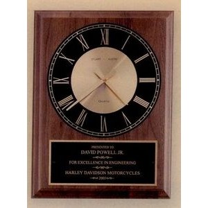 American Walnut Quartz Clock w/ Round Black Face (8