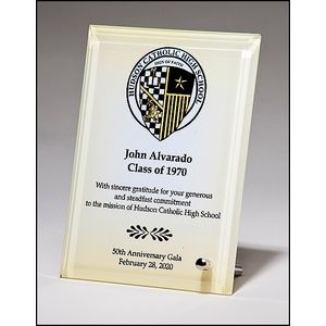 Sublimatable Glass Plaque with Silver Post -7''x9''