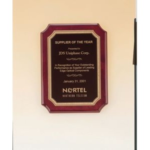 Rosewood Piano Finish Plaque w/ Notched Corners & Textured Center Plate (7