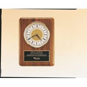 Walnut Clock w/ Brass Diamond Spun Bezel & Ivory Dial (11