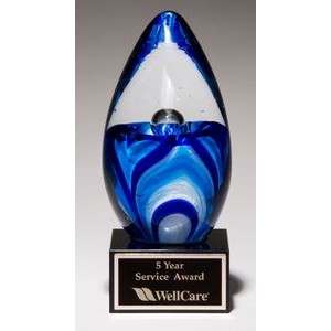 Art Glass Award - Colorful Egg on Black Glass Base
